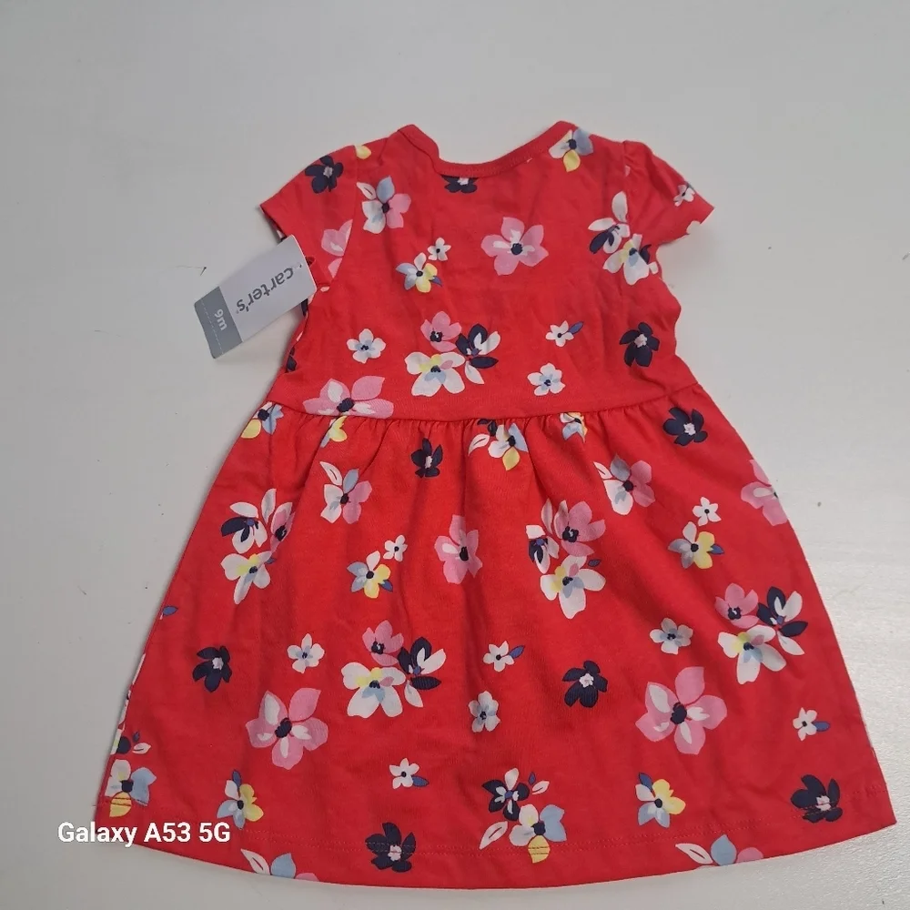 New‎ Carters Floral Dress for Girls Size 9 months 100% cotton